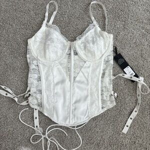 Fashion Nova White Lace Corset Bustier Top